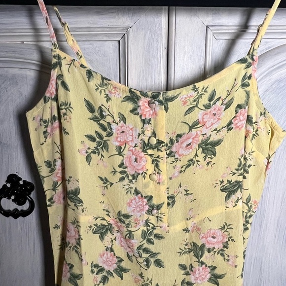 Nasty Gal Lemon Yellow Ditsy Floral Strappy Mini Dress Flirty Dainty‎ - Picture 7 of 9